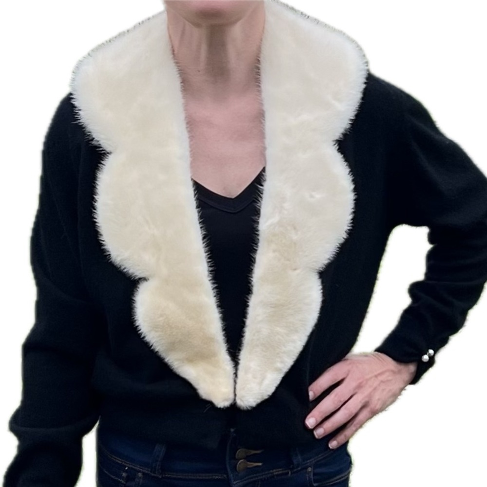 Bernhard Altmann 100% Cashmere & Mink Vintage Sweater black faux pearl VTG RARE